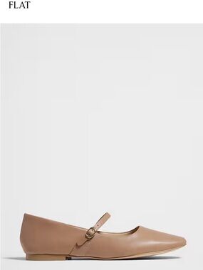 Mary Jane Flat with strap in Nude Tan